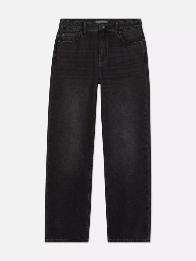 High-waisted straight-leg jeans