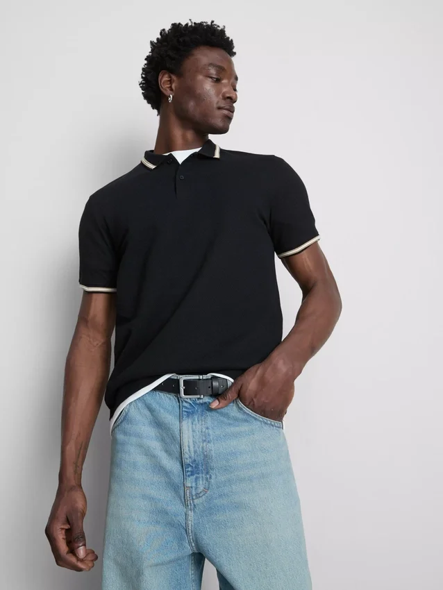 Honeycomb texture polo shirt