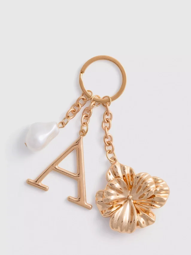 Initial flower keychain
