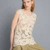 Knitted asymmetrical crochet tank