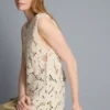 Knitted asymmetrical crochet tank
