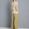 Knitted asymmetrical crochet tank