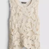 Knitted asymmetrical crochet tank