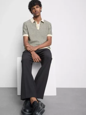 Knitted check polo shirt