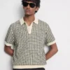 Knitted check polo shirt