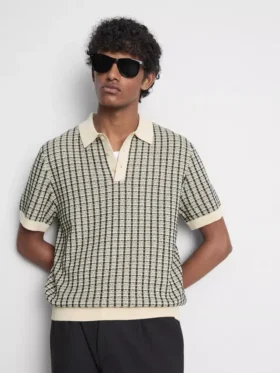 Knitted check polo shirt