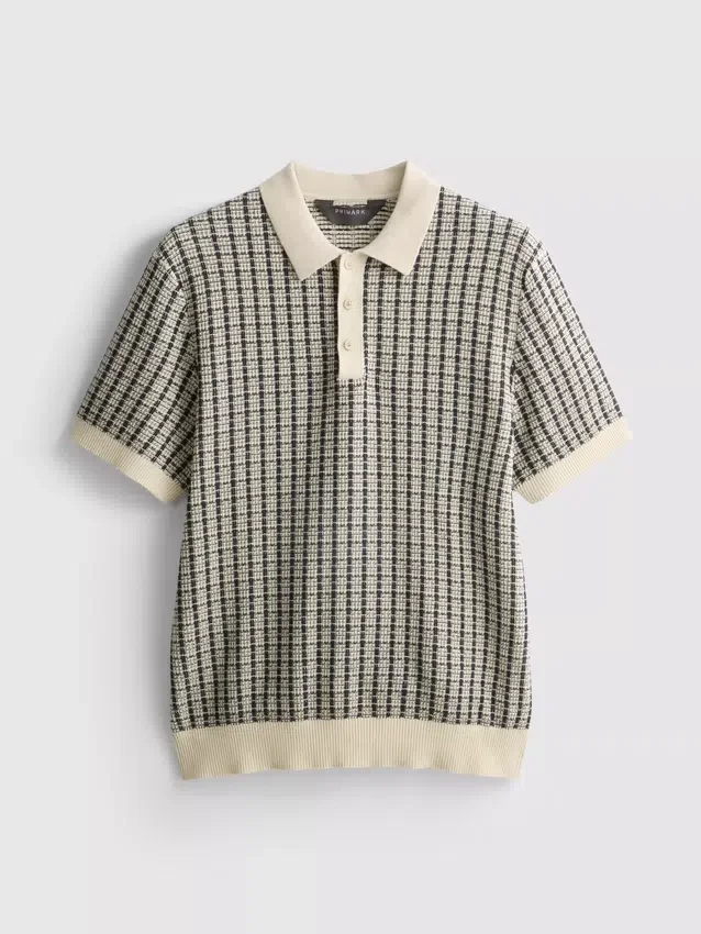 Knitted check polo shirt