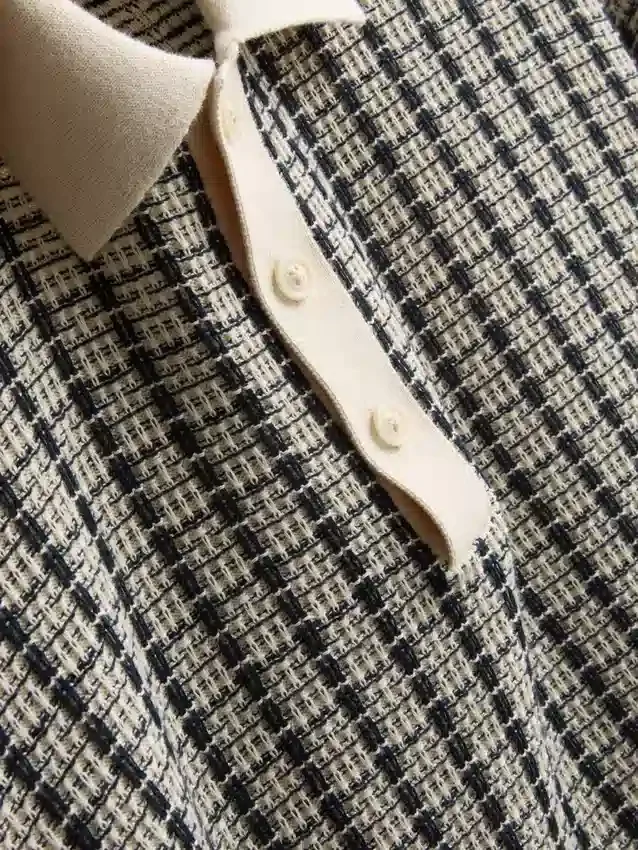 Knitted check polo shirt