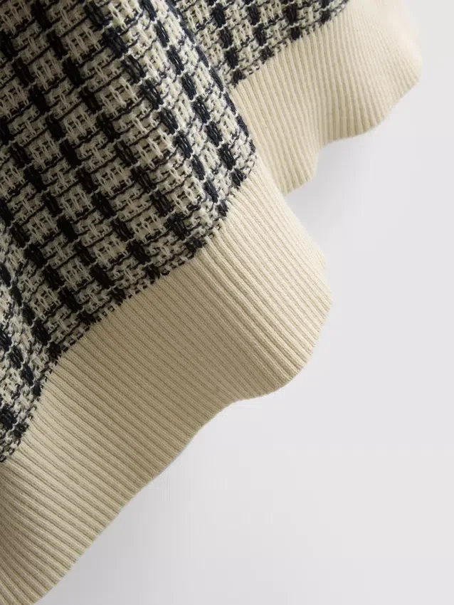 Knitted check polo shirt