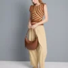 Knitted curve stitch tank top