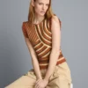 Knitted curve stitch tank top