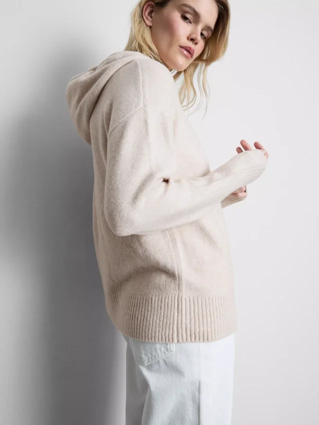 Knitted drawstring hoodie