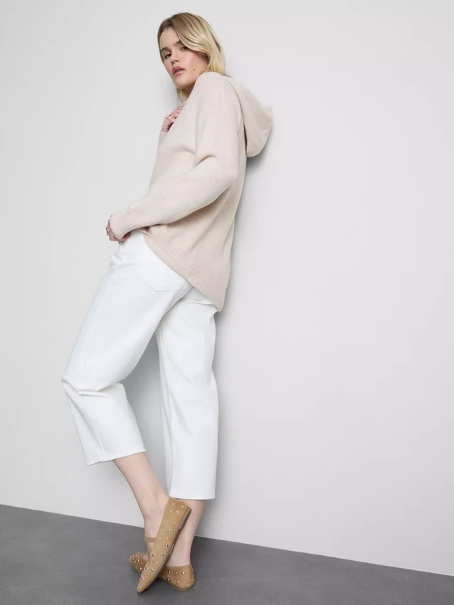 Knitted drawstring hoodie