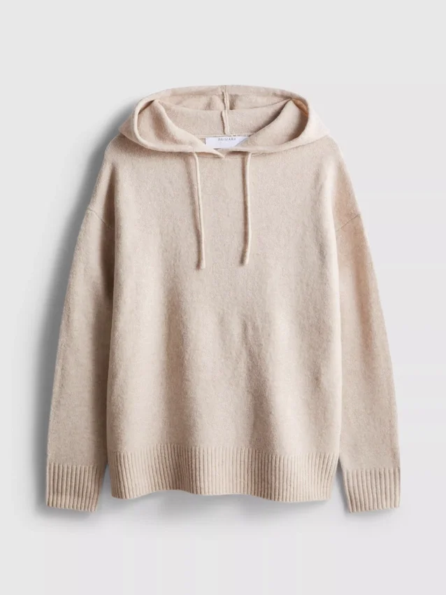 Knitted drawstring hoodie