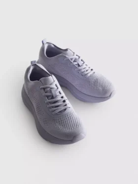 Knitted lace-up sneakers
