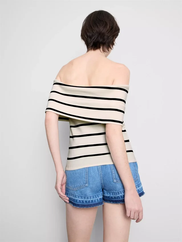Knitted off-the-shoulder sweater