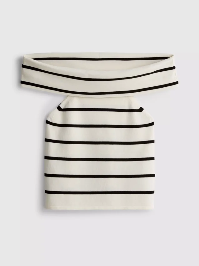 Knitted off-the-shoulder sweater