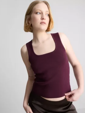 Knitted square neck tank top