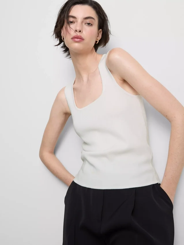 Knitted square neck tank top