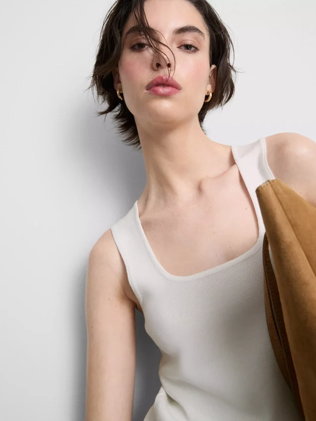 Knitted square neck tank top