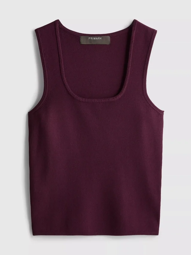Knitted square neck tank top