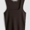 Knitted square neck tank top