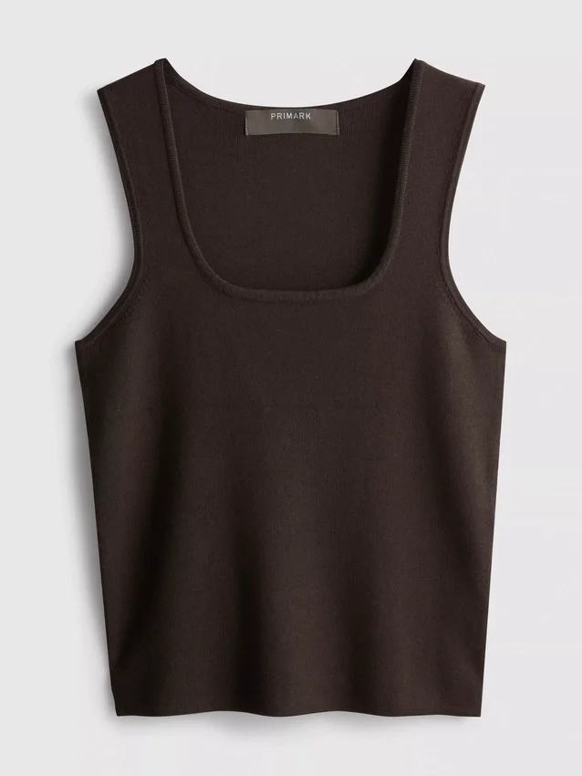 Knitted square neck tank top
