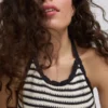 Knitted stripe halter dress