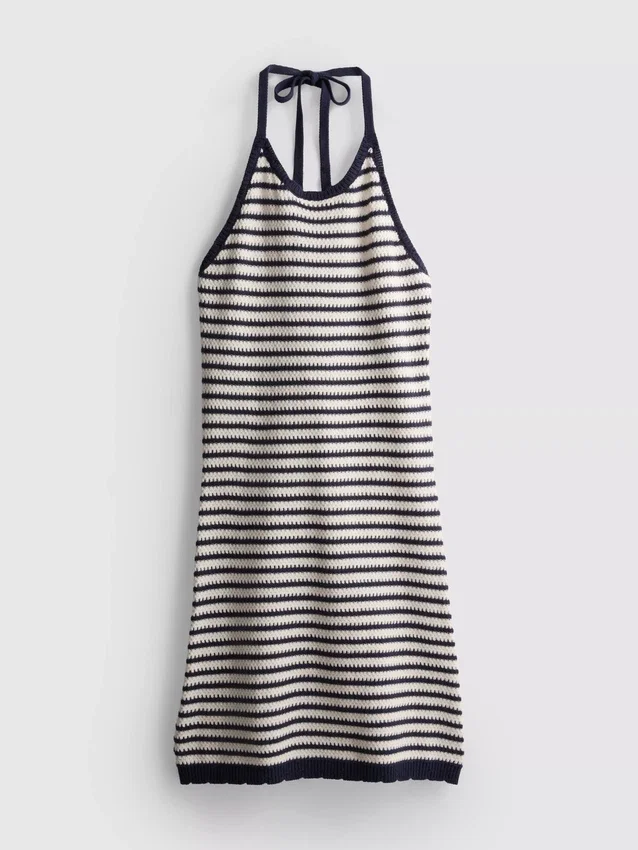 Knitted stripe halter dress