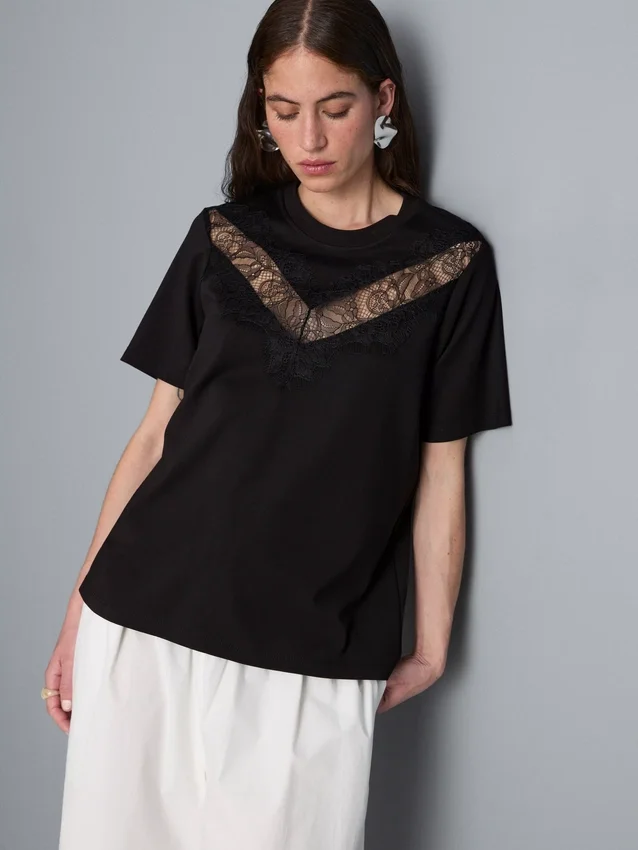 Lace insert t-shirt
