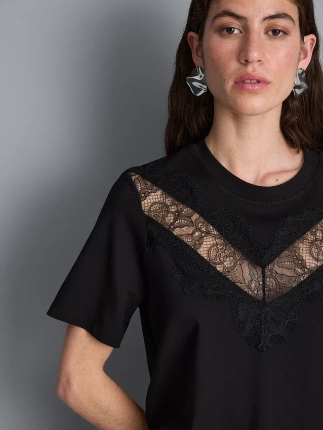 Lace insert t-shirt