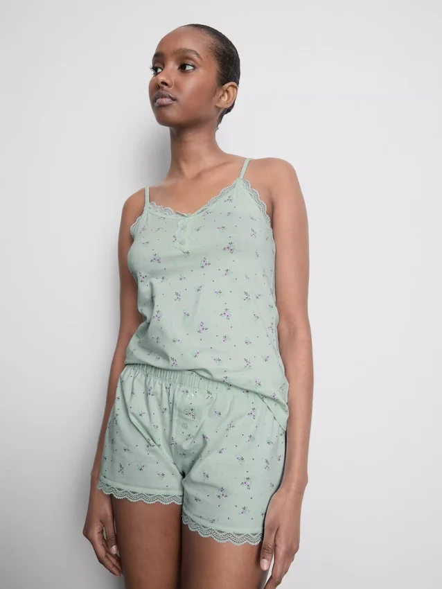 Lace trim cami pajamas