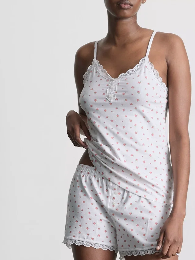 Lace trim cami pajamas