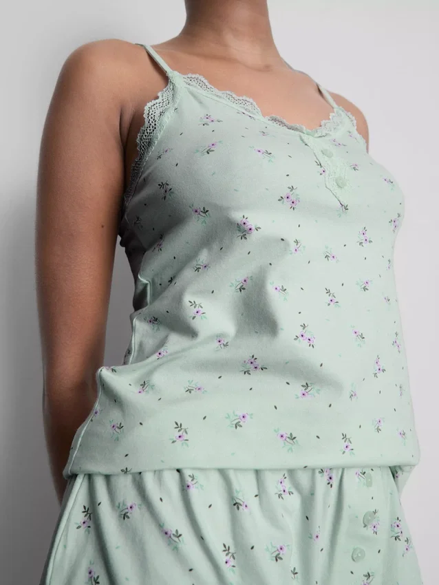 Lace trim cami pajamas
