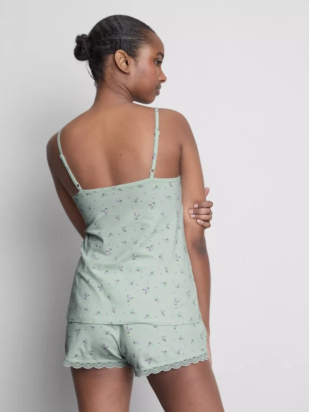 Lace trim cami pajamas