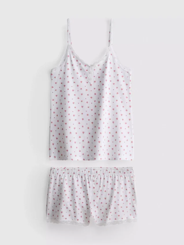 Lace trim cami pajamas