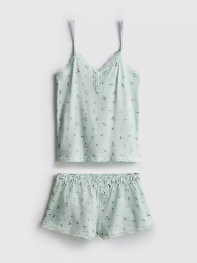 Lace trim cami pajamas