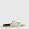 Lasercut detail footbed sandals