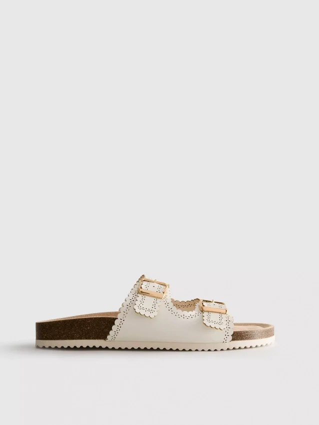 Lasercut detail footbed sandals