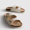 Lasercut detail footbed sandals