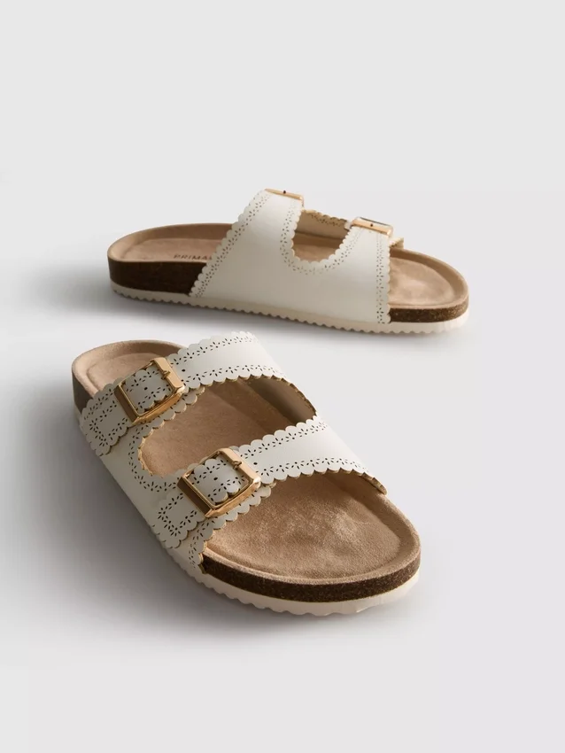 Lasercut detail footbed sandals