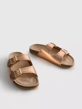 Lasercut detail footbed sandals