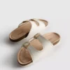 Lasercut detail footbed sandals