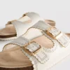 Lasercut detail footbed sandals