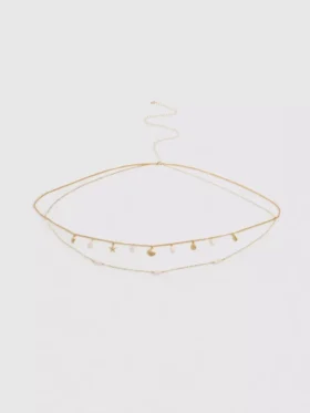 Layered charm waist chain