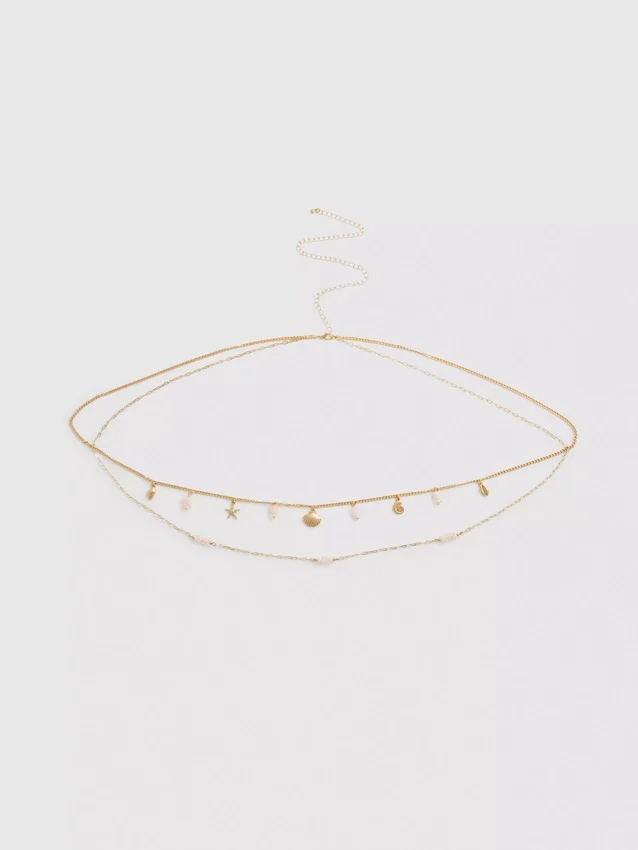 Layered charm waist chain