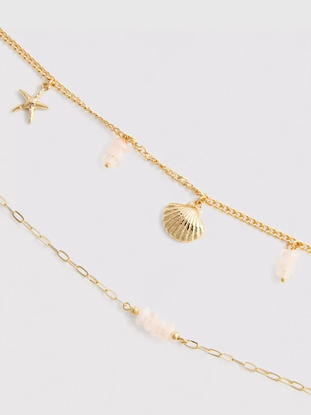 Layered charm waist chain