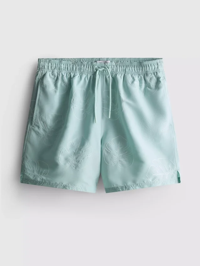 Leaf embroidered swimming shorts