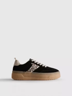 Leopard print chunky gum sole sneakers