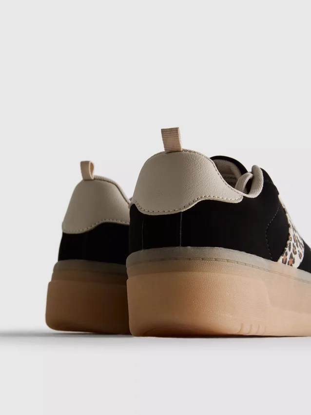 Leopard print chunky gum sole sneakers